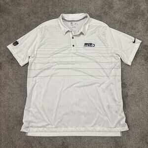 Seattle Seahawks Shirt Mens XXL White NFL Football Nike Dri Fit On Field Polo